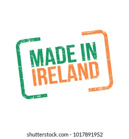 Made in Ireland. Vector Flag Illustration design stamp label