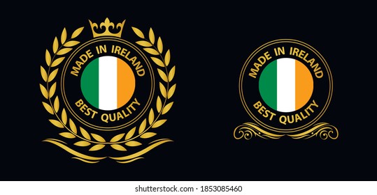 made in Ireland vector stamp. badge with Ireland flag