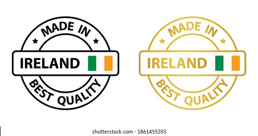 hergestellt in Irland Vektorstempel. Abzeichen mit irischer Flagge