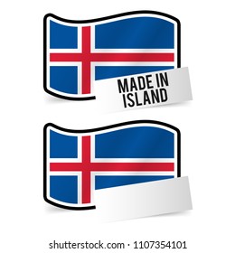 Made in Island Flag and white empty Paper. Esp10 Vector.