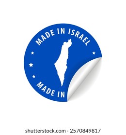 Made in Israel - Country Map Sticker. Best Quality. Original Product. Vector illustration.