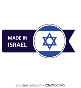 Made In Israel. Flag, banner icon, design, sticker