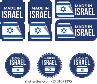 Made in Israel. Israel flag,  Tag, Seal, Stamp, Flag, Icon vector