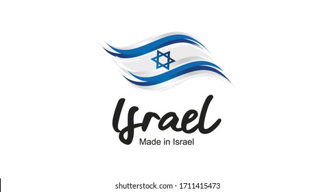 Made in Israel handwritten flag ribbon typography lettering logo label banner