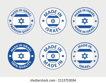 made in Israel icon set, made in State of Israel product labels