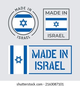 made in Israel icon set, made in State of Israel product labels