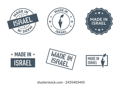 made in Israel labels set, made in State of Israel product icons