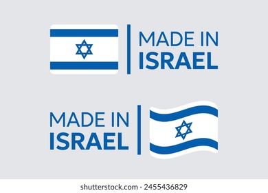 made in Israel labels set, made in State of Israel product icons