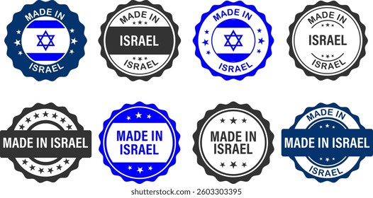 Made in Israel labels set, made in State of Israel product stamp