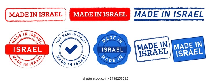 Made in Israel Rot und Blau Farbe Stempel Label Aufkleber Zeichen Produkt Industrie