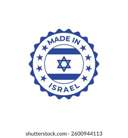 made in israel vector label seal design illustration with national flag colors and stars