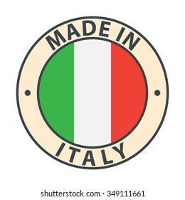 Made in Italy badge with flag on white background, minimalism style