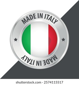 Made in Italy badge logo flag sticker 3d vector illustration isolated on white