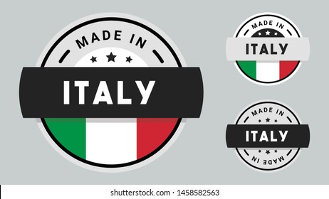 Made in Italy collection of ribbon, label, stickers, badge, icon and page curl with Italy flag symbol. 