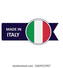 Made In Italy. Flag, banner icon, design, sticker