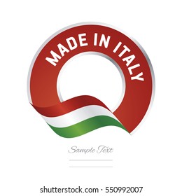 Made In Italy Flag Red Color Label Button Banner