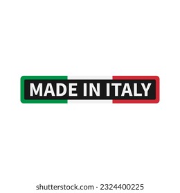 Made In Italy With Green White Red Italy Flag And Rectangle Shape For Product Guarantee
