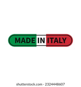 Fabricado En Italia Con Bandera Verde Blanca Y Roja Italiana Y Forma De Rectángulo Rodeado Para Garantía De Productos
