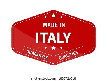 MADE IN ITALY, guarantee quality. Label, sticker or trademark. Vector illustration. Flat style.