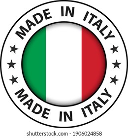 Icono hecho en Italia, botón circular, ilustración vectorial.