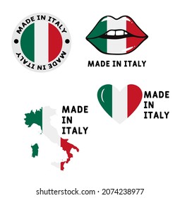 Made in Italy icon set isolated on white background ,for infographics and banner templates : Vector Illustration