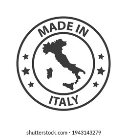 Made In Italy Icon. Stamp Made In With Country Map