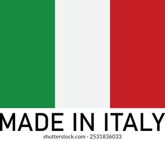 Made in Italy with Italian flag . Made in Italy quality mark . Vector illustration