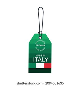 Hecho en Italia con una bandera aislada de fondo blanco. Vector