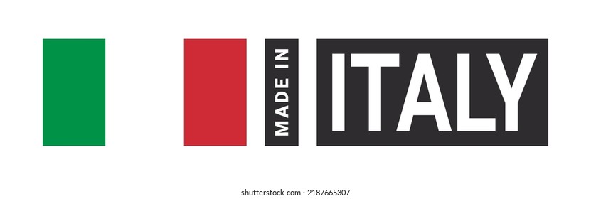 Made in Italy label sign. Product emblem. Flag of the country of manufacture. Vector illustration