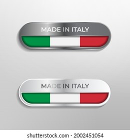 Made in Italy Label, Symbol or Logo Luxury Glossy Grey and White 3D Illustration