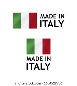 Made in Italy Label, Vector Tag template with Italian Flag isolated on white.