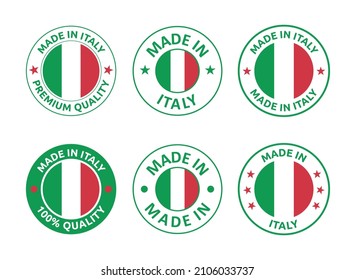 made in Italy labels set, Italian product emblem