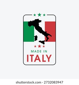 Hecho en Italia con un diseño de etiqueta de mapa para el embalaje del producto y una etiqueta de producto auténtica.