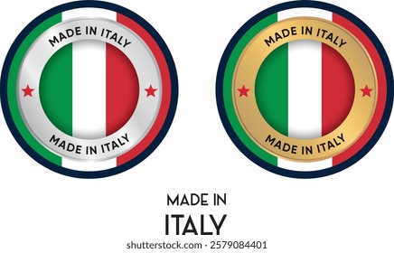 Made in Italy. Premium labels, stickers, pointer, badge and symbol of Italy flag icon. Collection vector illustration