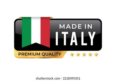 Made in Italy Premium Quality label. For icon, badge, emblem, packaging, banner, and other business product . Vector Illustration