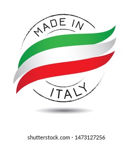 Made in italy quality label on the white background.