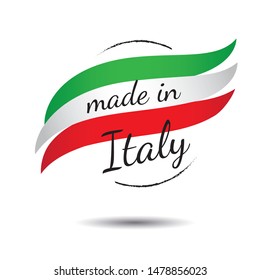 Made in italy quality label on the white background.