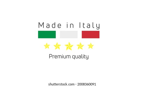 Made in Italy quality mark, label.  Vector design on white background.