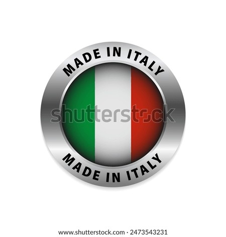 Made in Italy round label vector symbol. Made In Italy Flag Isolated on white background. Vector illustration