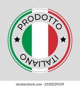 Made in Italy round labels in English and in Italian languages. Quality mark vector icon. Perfect for logo design, badges, tags, stickers, emblem, product package, etc