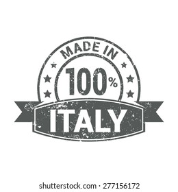 Made in Italy . Round red grunge rubber stamp design isolated on white background. With vintage texture. vector illustration