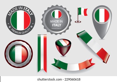 Made in Italy Seal Collection, Italian Flag background (vector Art)