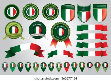 Made in Italy Seal, Italian Flag (Vector Art)