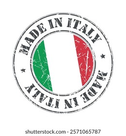 Made in Italy stamp scratched flag badge logo vector illustration