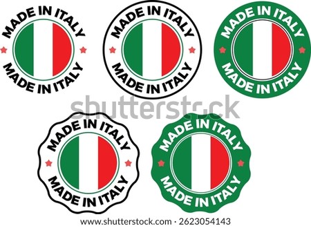 Made in Italy Stamp Set – Vector Labels with Italy Flag, Best Quality and Original Product Badges