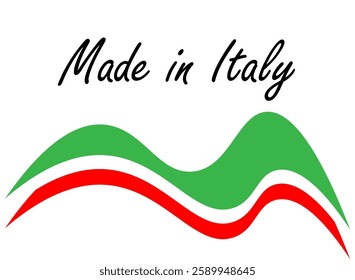 Made in Italy symbol, colored ribbon with the Italian tricolor. Eps 10