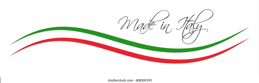Made in Italy symbol, colored ribbon with the Italian tricolor