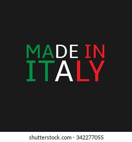 Made in Italy text. Colours of Italy flag, Vector illustration