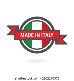 Made in Italy vector badge. Italian flag icon, symbol. Vector.