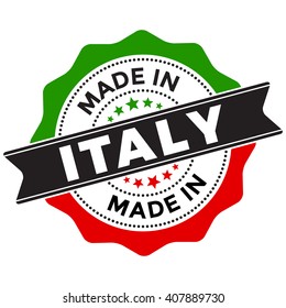 Made in Italy Vector Seal Label Badge Isolated on White Background. Using the colors of Italy flag.